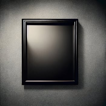 black picture frame on a modern wall apaper, front view photo
