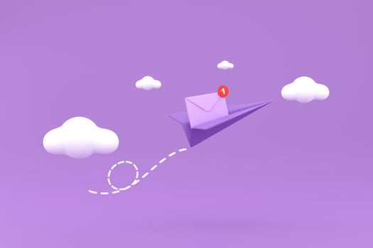 mail envelope icon on paper plane isolated. photo