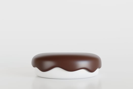 Chocolate drops on the podium with white background, 3D rendering. photo