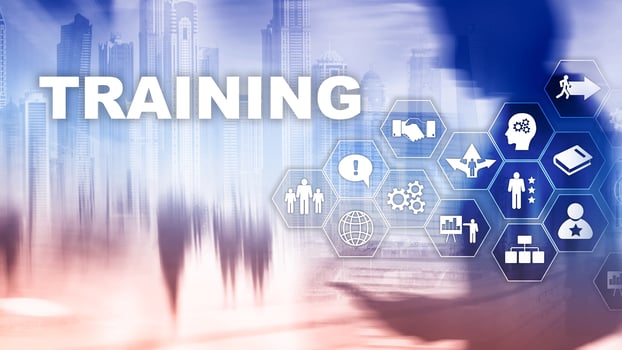 Business training concept. Training Webinar E-learning. Financial technology and communication concept. photo