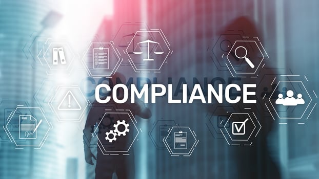 Compliance diagram with icons. Business concept on abstract background photo
