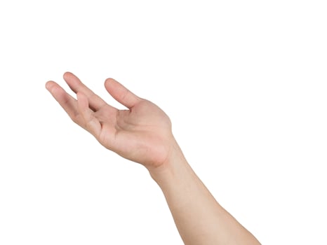 Man right hand white isolated white background photo