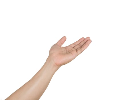 Man hand white isolated white background photo