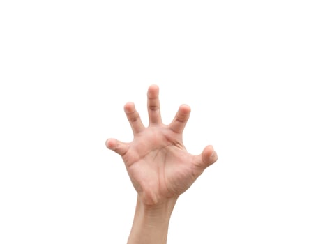 Man hand open finger white isolated background photo