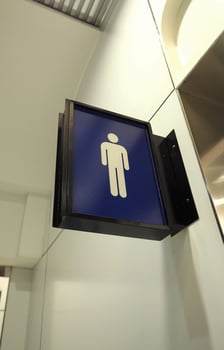 Real toilet sign or restroom direction tab. photo