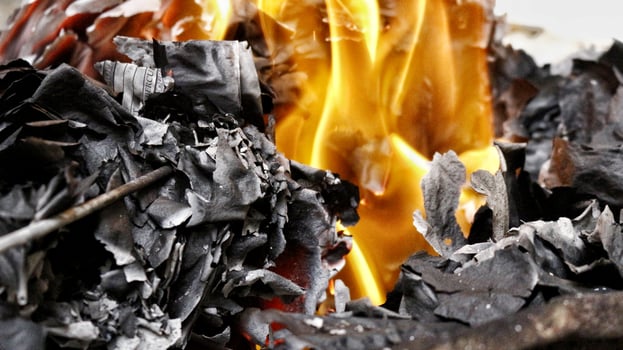 Closeup Of Paper On Fire In Karachi Pakistan 2022 photo