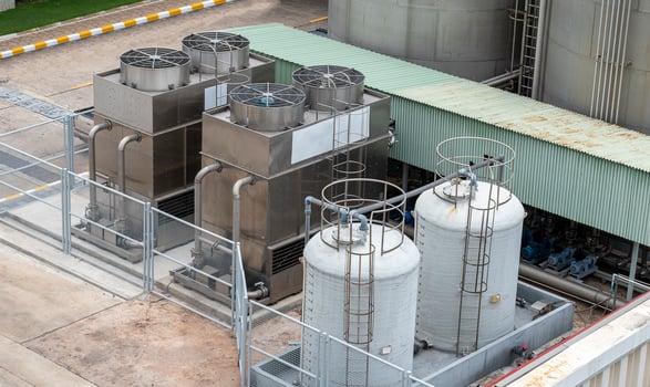 Top view cooling tower in industry plant photo