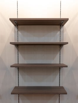 Mock up empty wood grain shelf photo