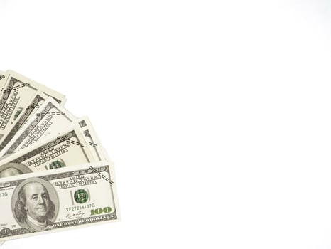 Money bill dollar top view on white isolated copy space photo