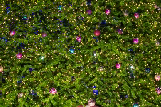 Christmas tree and decorations and lights photo