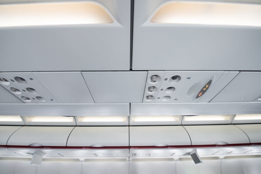 Airplane ceiling interior of console photo