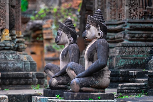 Banteay Srei is built largely of red sandstone and is a 10th-century Cambodian temple dedicated to the Hindu god Shiva, Siem Reap, Cambodia photo
