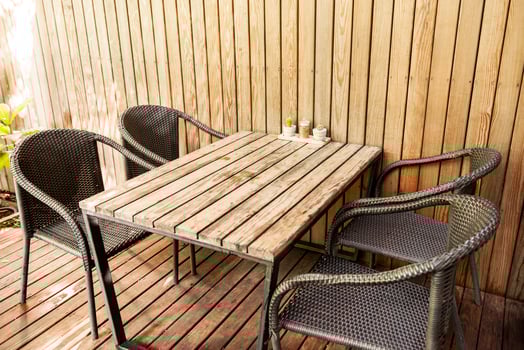 wood table with wooden wall background photo