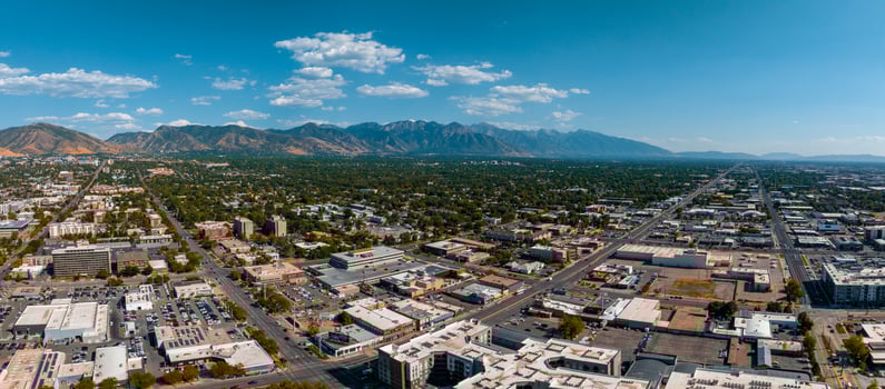 Aerial panoramic view of the Salt Lake City skyline Utah photo