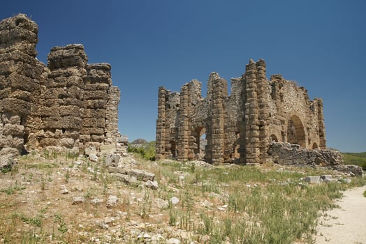 Basilica of Aspendos Ancient City in Antalya, Turkiye photo