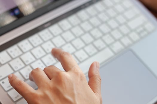 Woman working with a laptop photo