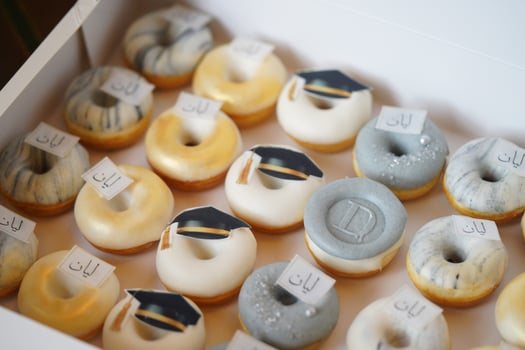 Graduation mini doughnuts for catering. khobar, Saudi Arabia, 13, July 2022. photo