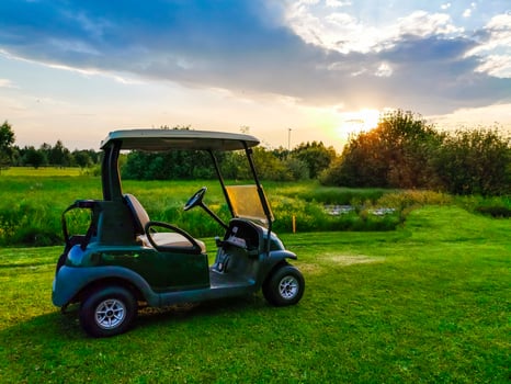 Golf resort with the scenery of the sea. Summer vacation. photo
