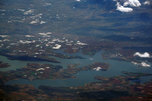 Leon Guanajuato aerial panorama landscape from airplane lakes photo