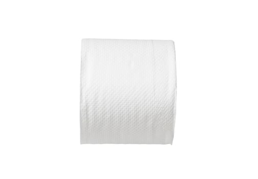 Single roll of white tissue paper or napkin isolated on white background with clipping path photo