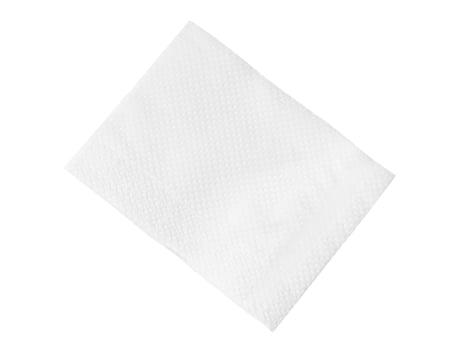 Top view of single folded white tissue paper or napkin isolated on white background with clipping path photo