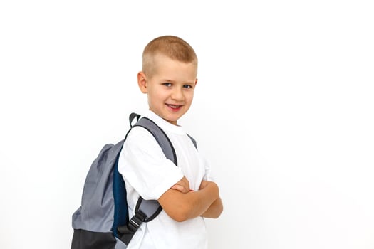 White T-shirt on a cute boy, isolated on white background photo