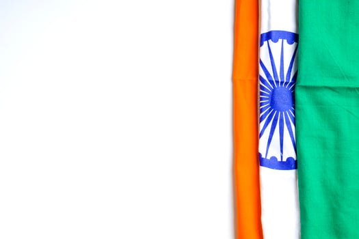 Concept for Indian Independence day and republic day, tricolor indian flag on white background photo