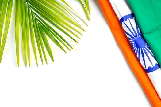Concept for Indian Independence day and republic day, tricolor indian flag on white background photo