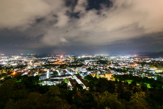 High angle view Phuket province at night photo