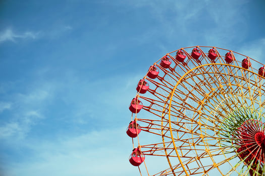 Vintage Ferris Wheel on Blue Sky photo