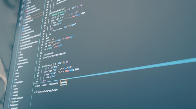 Colorful programming  code on a monitor. Backend programming, software development concept background photo
