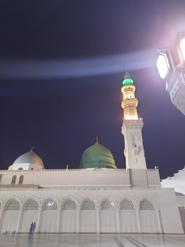 Beautiful view of Masjid al-Nabawi, Medina, Saudi Arabia in night-lights. photo