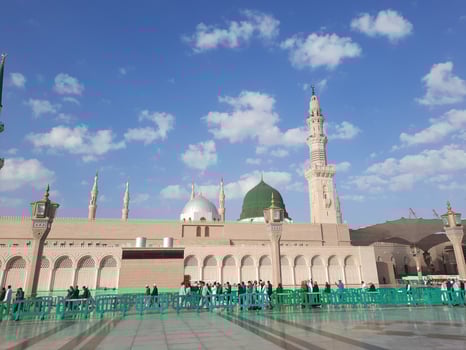 Beautiful daytime view of Masjid Al Nabawi, Medina, Saudi Arabia. photo