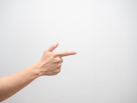 Male hand point finger isolated photo