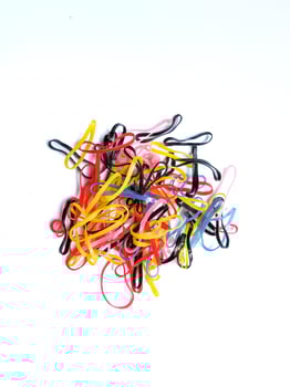 colorful hair elastics with isolated white background photo
