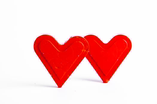 Love hearts on wooden texture background. Valentines day card concept. Heart for Valentines Day Background. photo