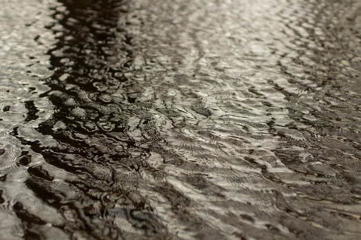 Waves on water. Wind on surface of water. Reflection in puddle. photo