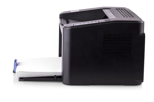 modern compact laser home printer isolated on white background photo