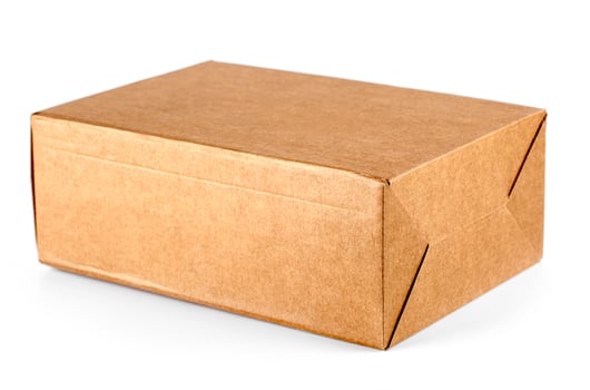 close up of a cardboard box on white background photo