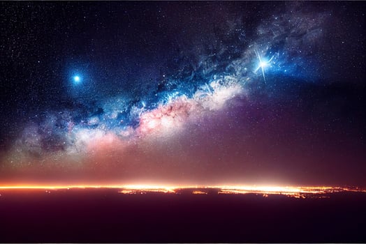 Starry night aesthetic fantasy digital background. photo