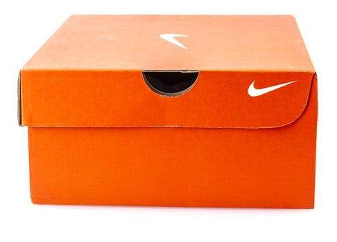 KAMCHATKA, RUSSIA - JULY 16, 2023 -  Nike shoes box isolated on white background. photo