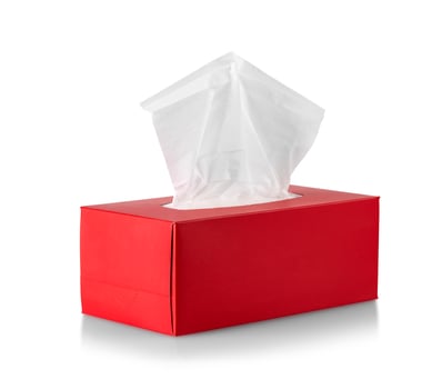 Red Cleaning wipes isolated on white background photo