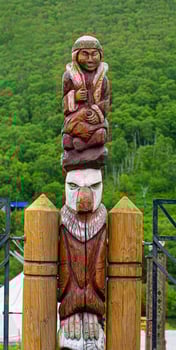 wooden idol statue of koryak on Kamchatka peninsula photo