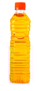 Bottle of sunflower oil isolated on white background photo