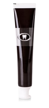 close up of a black tube isolated on white background photo