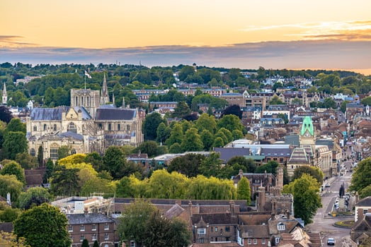 Majestic Cathedral of the medieval town of Winchester in Wessex, England. photo