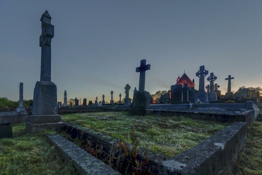 Old cemetery in the evening in Ireland photo