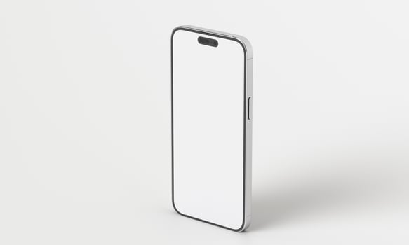 Illustration 3d render of isometric rectangles simulating a telephone in a 3d space 14 with blank spaces. From different perspectives and views to help rock up for applications. iPhone pro photo