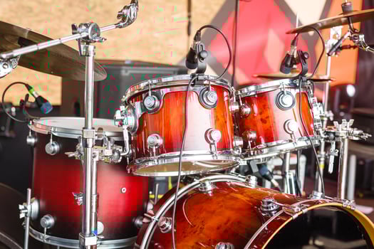 drums-set with sticks on snare-drums photo