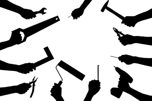 construction tool silhouette, white background photo
